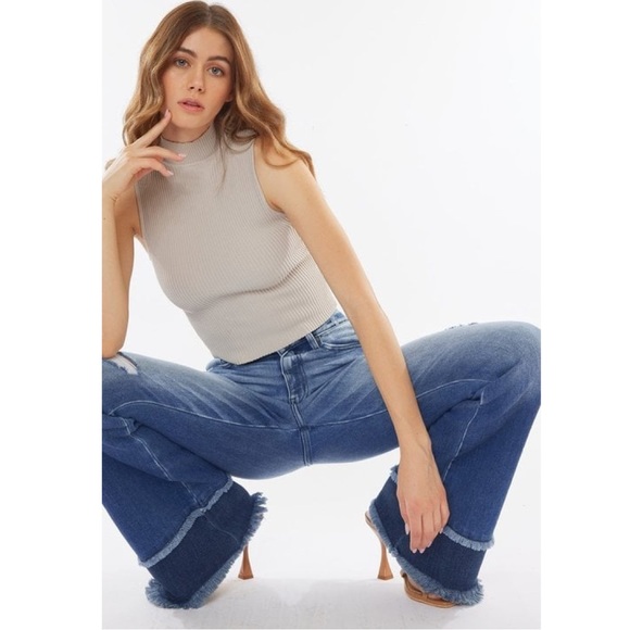 Restocked KanCan High Rise Flare Slightly Distressed Jeans - Picture 3 of 6